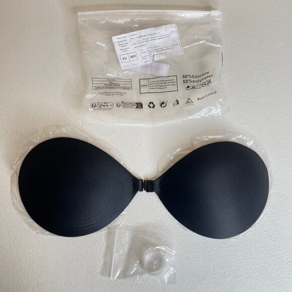 New Invisible Adhesive Strapless Bra D Cup with Clear Halter Neck Strap Size D - Picture 2 of 12